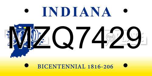MZQ7429 Indiana License Plate