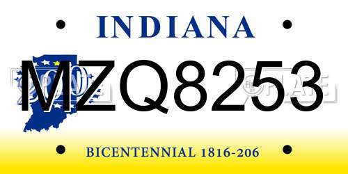 MZQ8253 Indiana License Plate