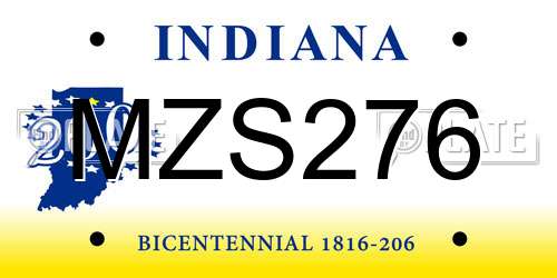 MZS276 Indiana License Plate