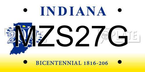 MZS27G Indiana License Plate