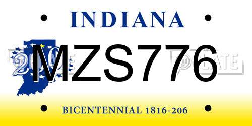 MZS776 Indiana License Plate
