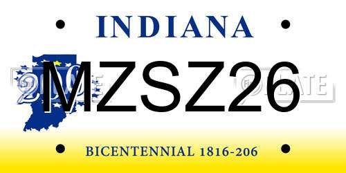 MZSZ26 Indiana License Plate