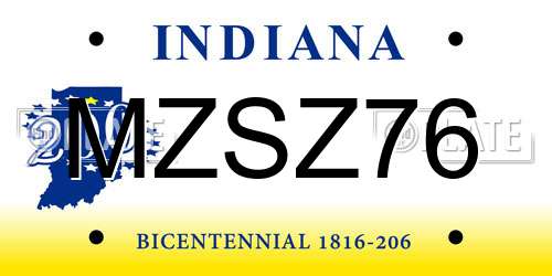MZSZ76 Indiana License Plate