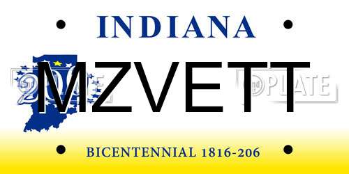 MZVETT Indiana License Plate