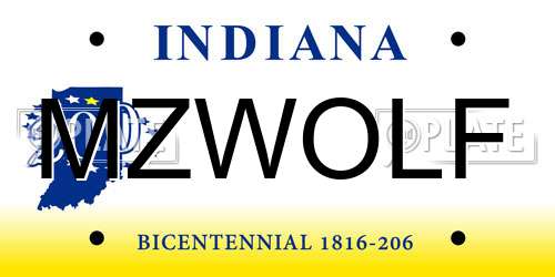 MZWOLF Indiana License Plate