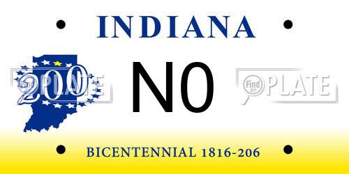 N0 Indiana License Plate