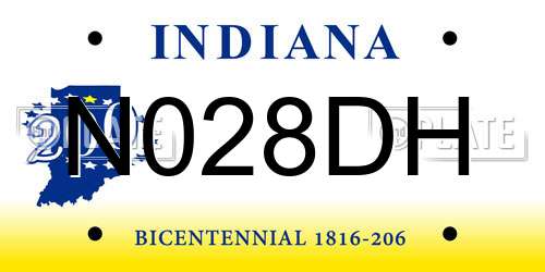 N028DH Indiana License Plate