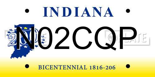 N02CQP Indiana License Plate
