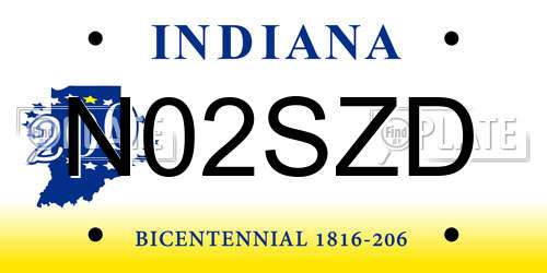 N02SZD Indiana License Plate