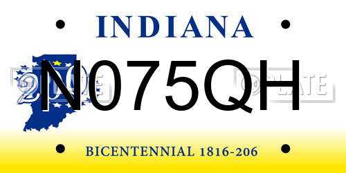 N075QH Indiana License Plate