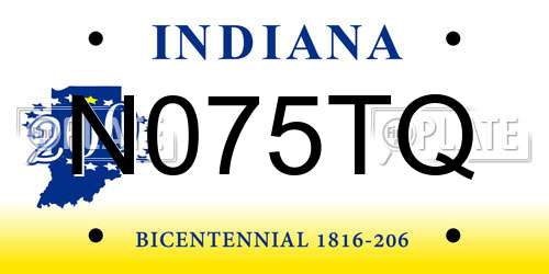 N075TQ Indiana License Plate