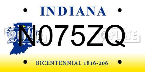 N075ZQ Indiana License Plate