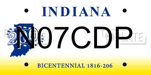 N07CDP Indiana License Plate