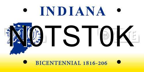 N0TST0K Indiana License Plate