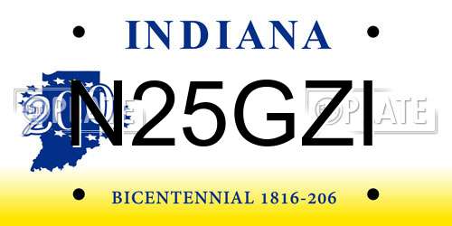 N25GZI Indiana License Plate