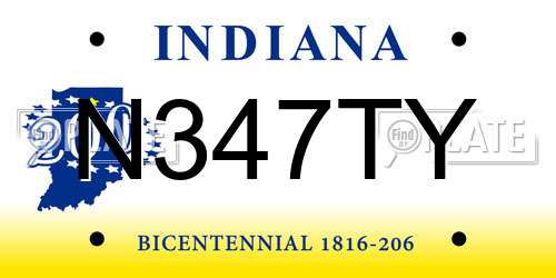 N347TY Indiana License Plate