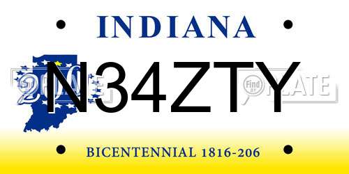 N34ZTY Indiana License Plate
