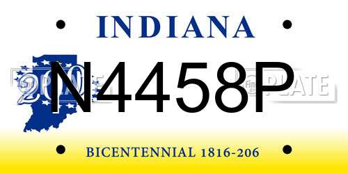 N4458P Indiana License Plate