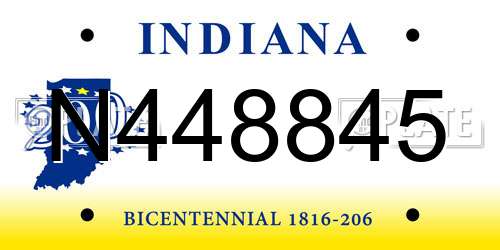 N448845 Indiana License Plate