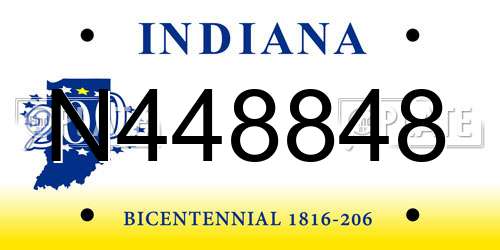 N448848 Indiana License Plate