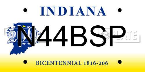 N44BSP Indiana License Plate