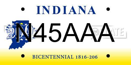 N45AAA Indiana License Plate