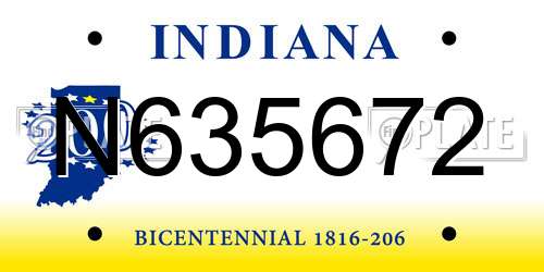 N635672 Indiana License Plate