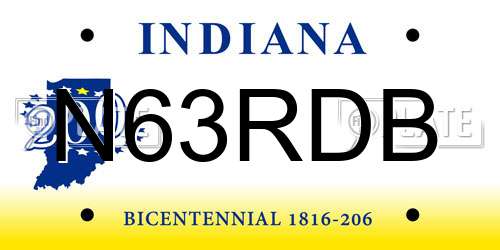 N63RDB Indiana License Plate