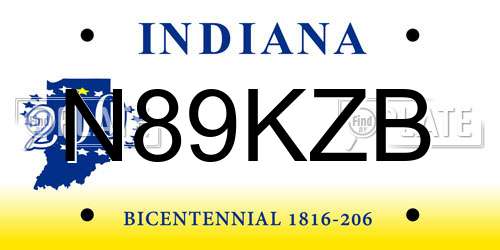 N89KZB Indiana License Plate