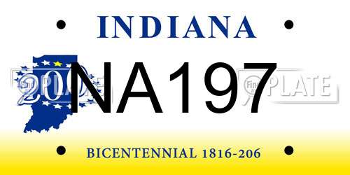 NA197 Indiana License Plate