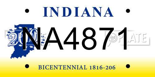 NA4871 Indiana License Plate