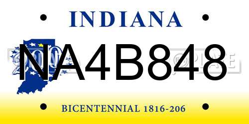 NA4B848 Indiana License Plate
