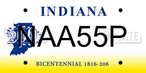 NAA55P Indiana License Plate