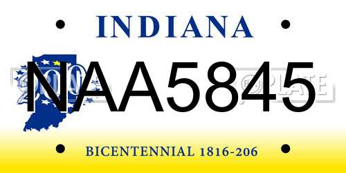 NAA5845 Indiana License Plate