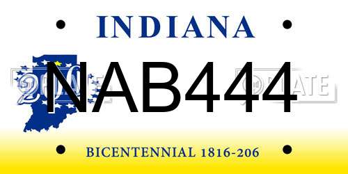 NAB444 Indiana License Plate
