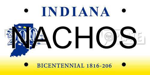 NACHOS Indiana License Plate