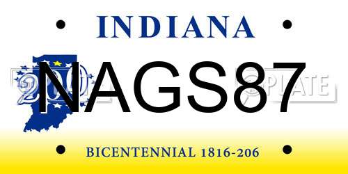 NAGS87 Indiana License Plate