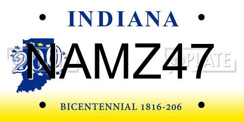NAMZ47 Indiana License Plate