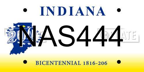 NAS444 Indiana License Plate