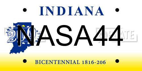 NASA44 Indiana License Plate