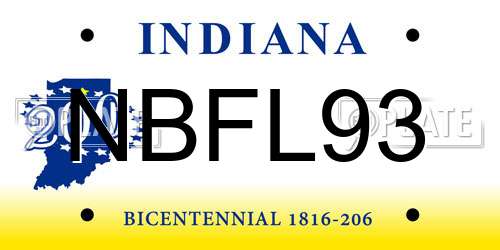NBFL93 Indiana License Plate