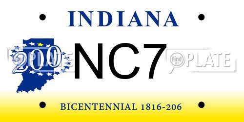 NC7 Indiana License Plate