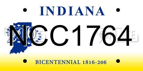 NCC1764 Indiana License Plate