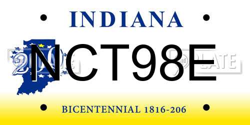 NCT98E Indiana License Plate