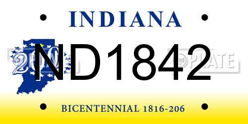 ND1842 Indiana License Plate