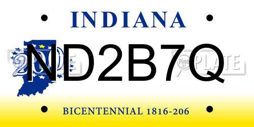 ND2B7Q Indiana License Plate