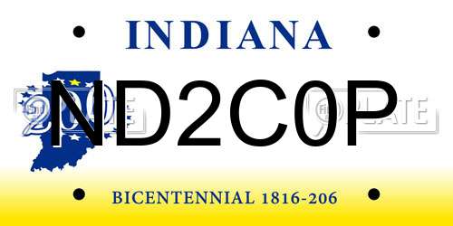 ND2C0P Indiana License Plate