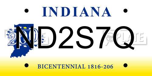 ND2S7Q Indiana License Plate