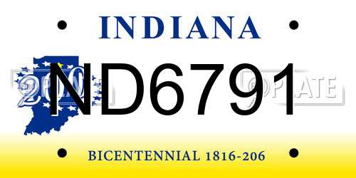 ND6791 Indiana License Plate