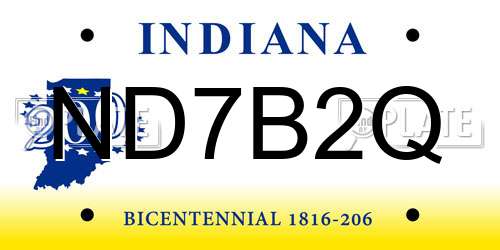 ND7B2Q Indiana License Plate